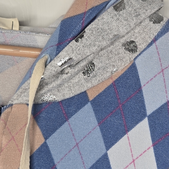 Blumin Womens Argyle Metallic Polka Dot Contrast Double Hood Full Zip Jacket 1XL - Picture 4 of 7